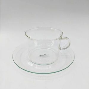 Vintage 1970s Boda Nova Sweden Clear delicate Glass Cup & Saucer Set hot or cold